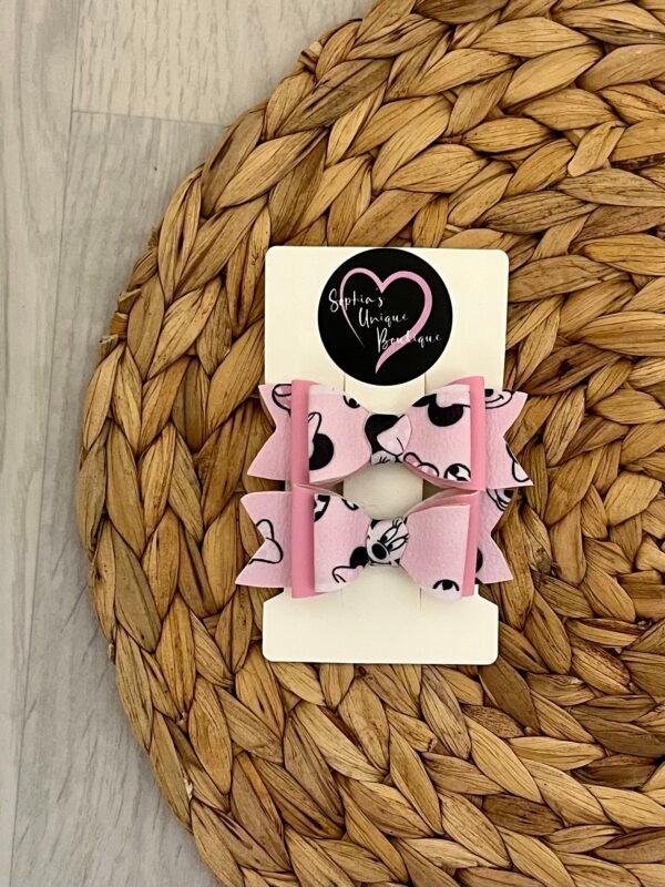 Pink Minnie Mouse Bow 2 Pack 3 inch