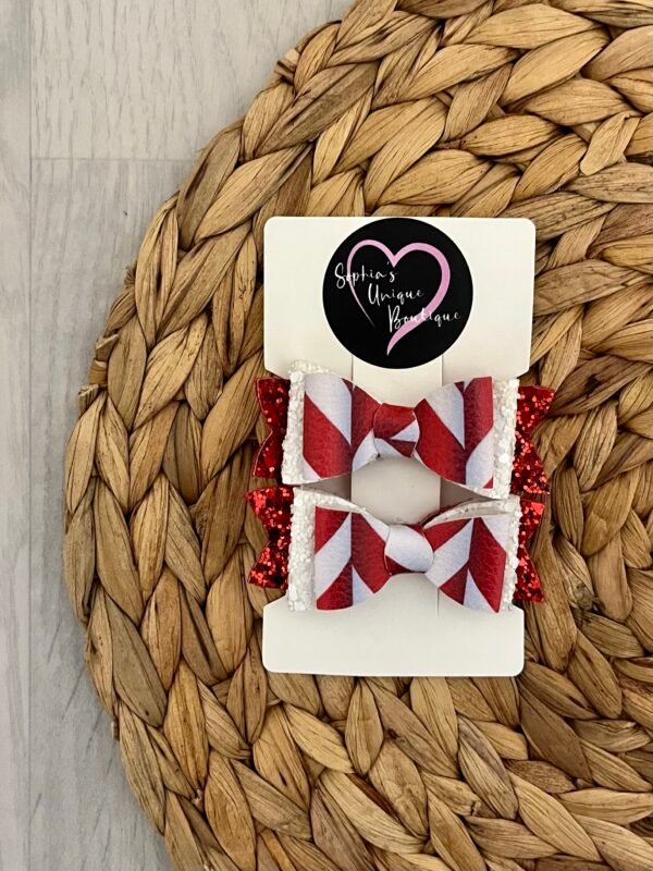 Candy Cane Bow 2 pack 3 inch