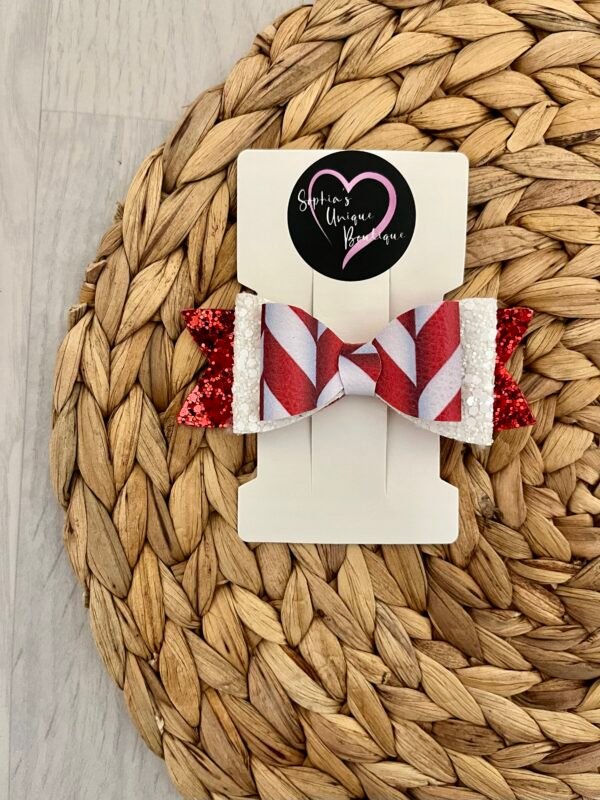 Candy Cane Bow 4 inch