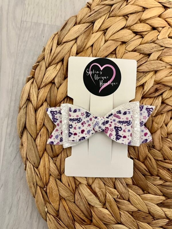 Purple Barbie Glitter Bow 4 inch