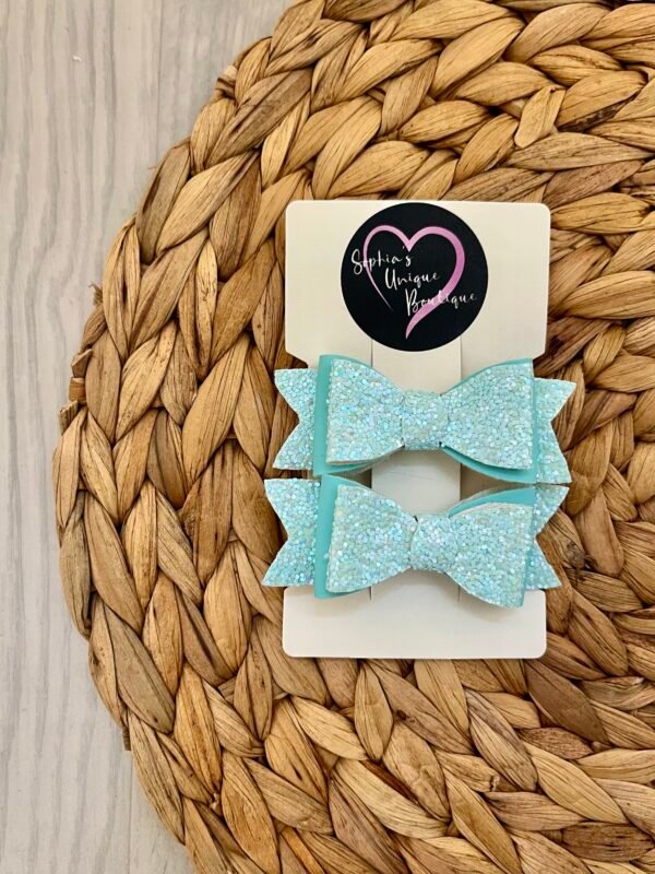 Blue Ice Bows 2 pack 3 inch