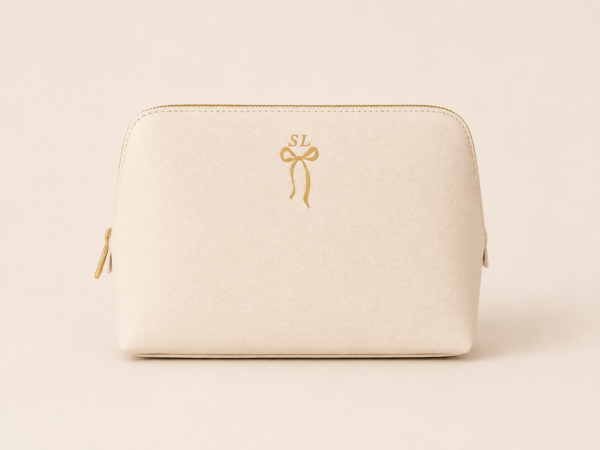 Personalised Bow Faux Leather Accessories Bag