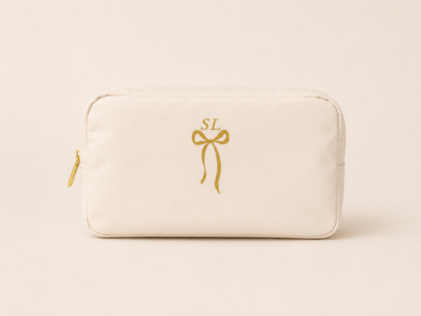 Personalised Bow Nylon Accessories Bag