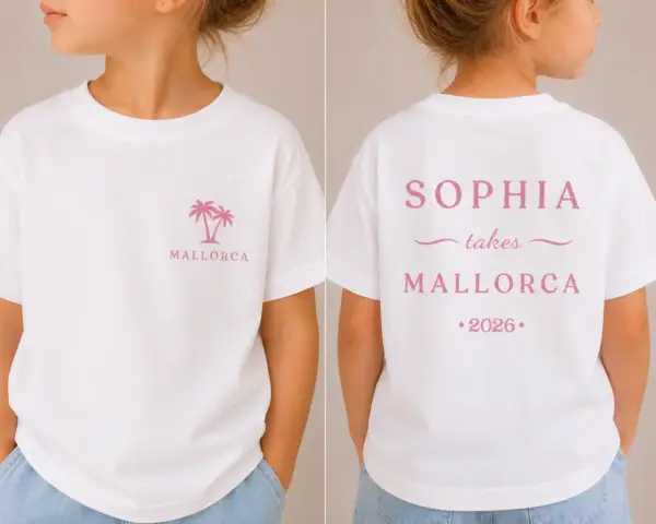 Kids Personalised Tee - Holiday Edit Soft Pink